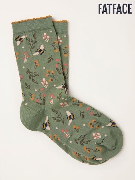 Vert - Fatface Bee Floral Socks