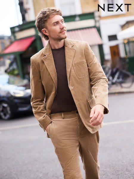 Stone - Regular Tailored Fit Corduroy Suit Jacket