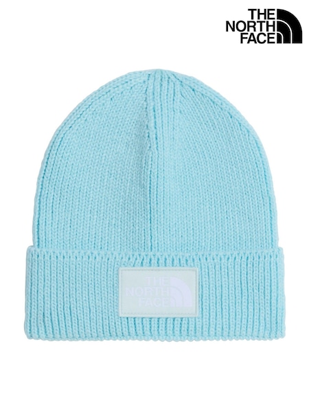 Blue - The North Face Logo Box Cuffed Beanie