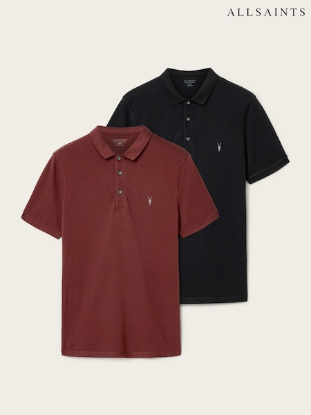 AllSaints Red Reform Short Sleeve Polo Shirts 2 Pack (V45340) | €171