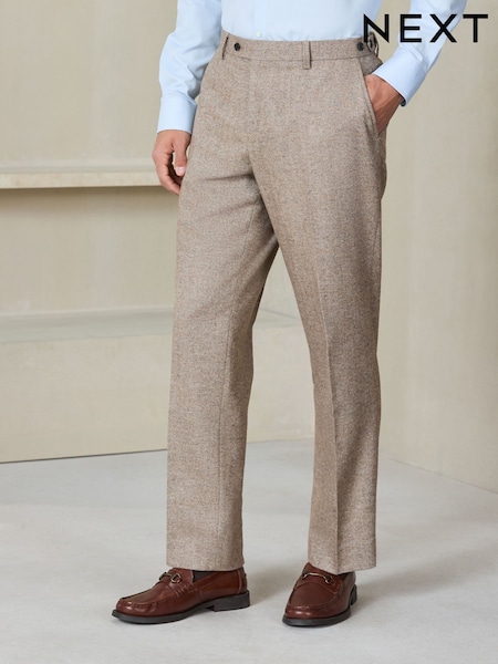 Daş - Regular N. Premium Tailored Fit Nova Fides Italian Wool Blend Textured Herringbone Suit Trousers
