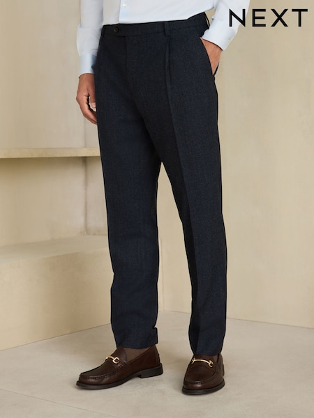 Charcoal Grey - Slim Fit Wool Blend Flannel Suit Trousers