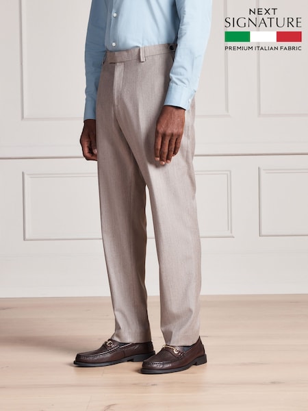 អព្យាក្រឹត - Regular Signature Slim Fit Zignone Italian Wool Cashmere Flannel Suit Trousers