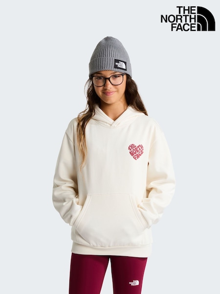 White - The North Face Teen Proud Graphic Logo Relaced Hoodie