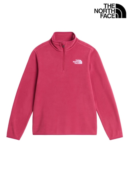 Rød - The North Face Tenåring Glacier 1/4 Fleece med glidelås