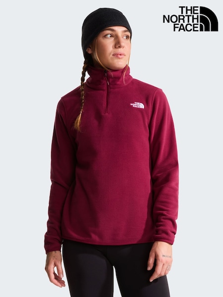 Rød - The North Face Glacier 1/4 Fleece med glidelås