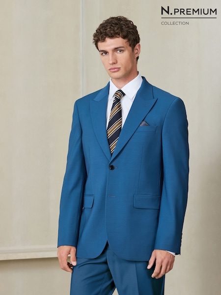 Bright Blue - Regular N. Premium Slim Fit Motionflex Wool Blend Suit Jacket