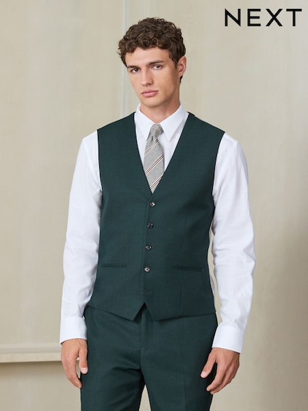 Vert - Regular Tailored Fit Flannel Suit Waistcoat