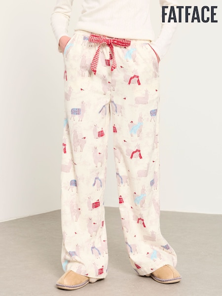 Ivory Llama Christmas - Fatface Wide Leg Christmas Pyjama Bottoms