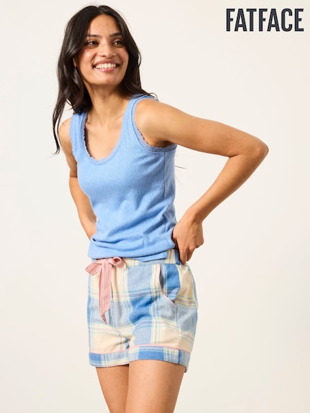 Blue Check - Fatface Pyjama Shorts
