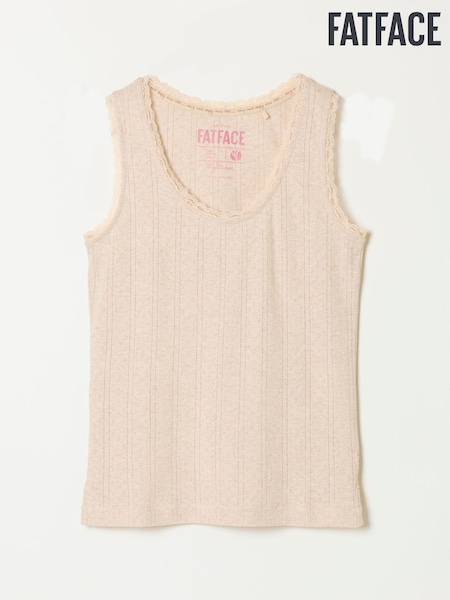 Oatmeal - Fatface Pointelle Lace Trim Vest