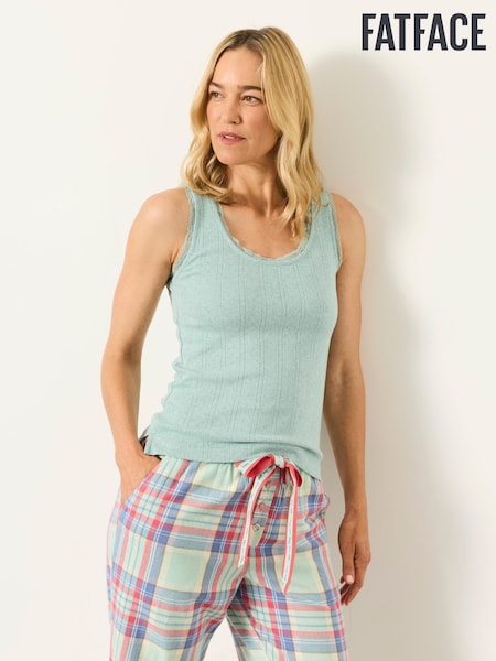 Light Green - Fatface Pointelle Lace Trim Vest