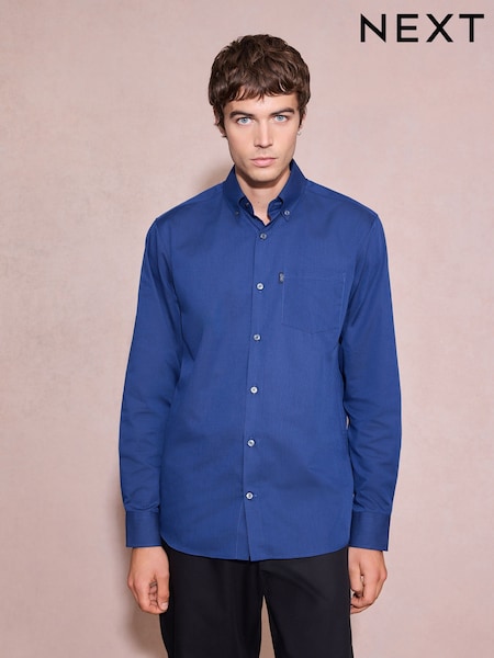 Dark Blue - Regular Fit Button Down Easy Iron Oxford Shirt
