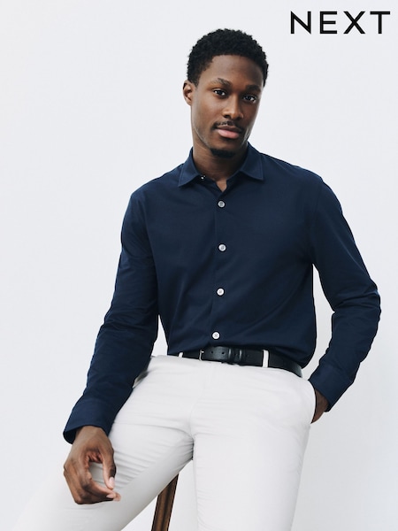Navy - Regular Jersey Muscle Fit Long Sleeve Shirt
