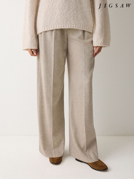 Jigsaw Brown Nik Wool Melange Trousers (V46293) | $570