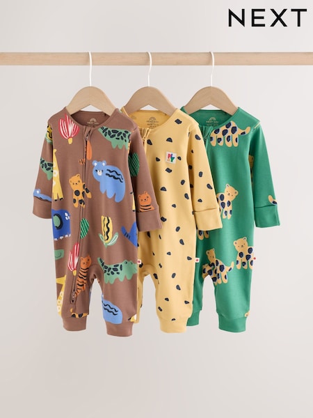 Green/Yellow Safari - Dvosmerni rar Beba Sleepsuits 3 paket (0mths-3god)