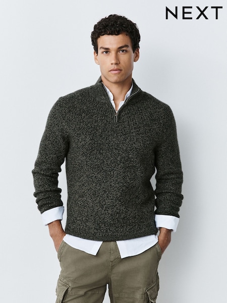 Zaļš - Regular Twisted Yarn Quarter Zip Jumper