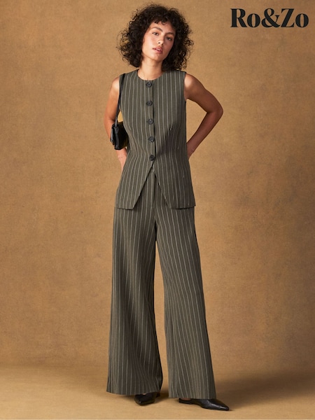 Ro&Zo Green Petite Pinstripe Tailored Trousers (V46398) | kr1 555