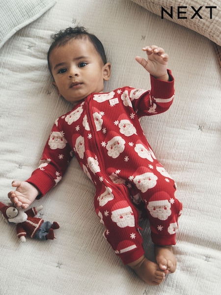 Red Santa - Christmas Two Way Zip Sleepsuit (0mths-3yrs)