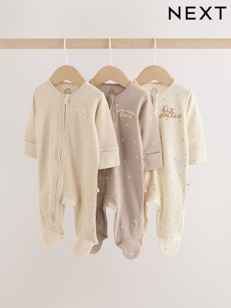 Neutral Milk Club - Two Way Zip Baby Sleepsuits 3 Pack (0-2yrs)