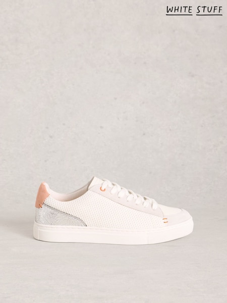 White Stuff White Tori Perforated Trainers (V46563) | OMR45