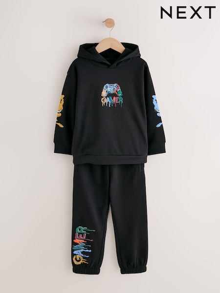Black Gamer - Print Hoodie Joggers Set (3-16yrs)