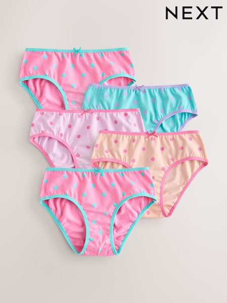 Pink Polka Dots - Briefs 5 Pack (1.5-16yrs)