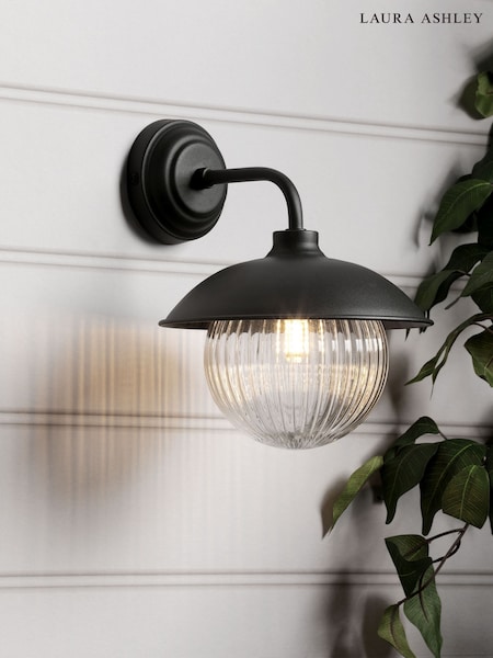 Laura Ashley Black Hatton1 Wall Light IP44 (V46779) | €93