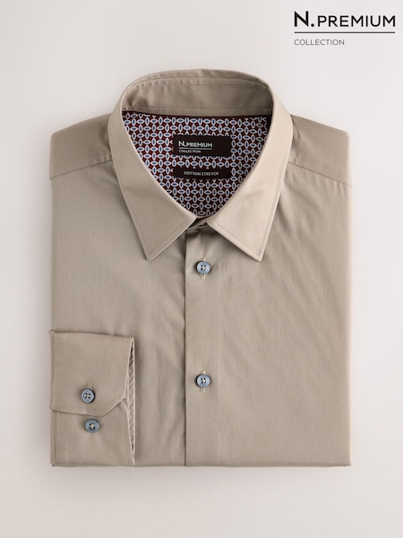 Neutral - Regular N. Premium Cotton Stretch Shirt And Tonal Tie And Tie Clip Set