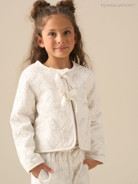 Angel & Rocket White Aurora Embroidered Tie Front Jacket (V46983) | R$ 415 - R$ 455