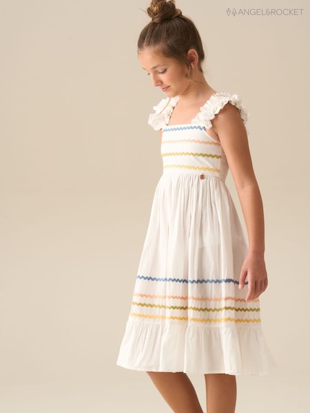 Angel & Rocket White Monique Ric Rac Detail Maxi Dress (V46987) | AED179 - AED220