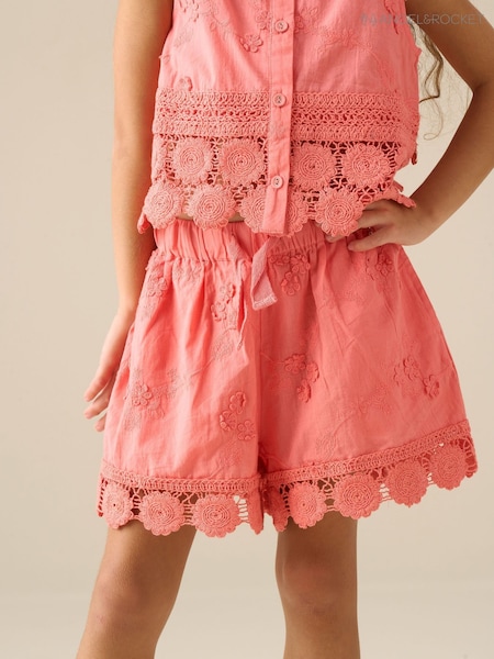 Angel & Rocket Pink Mila Crochet Hem Shorts (V46990) | AED143 - AED167