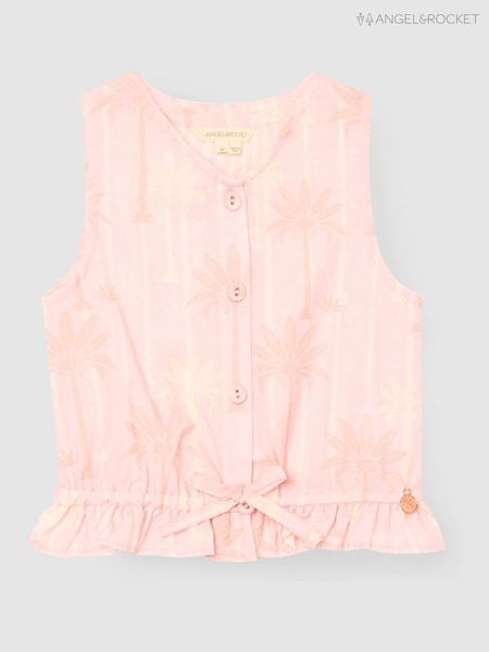 Angel & Rocket Pink Sarah Palm Print Tie Waist Waistcoat Top (V47008) | OMR13 - OMR17