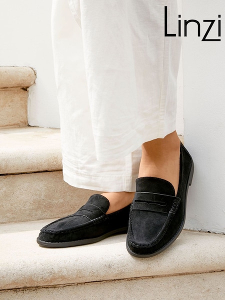 Linzi Black Precise Classic Loafers With Front Tab (V47318) | R$ 375