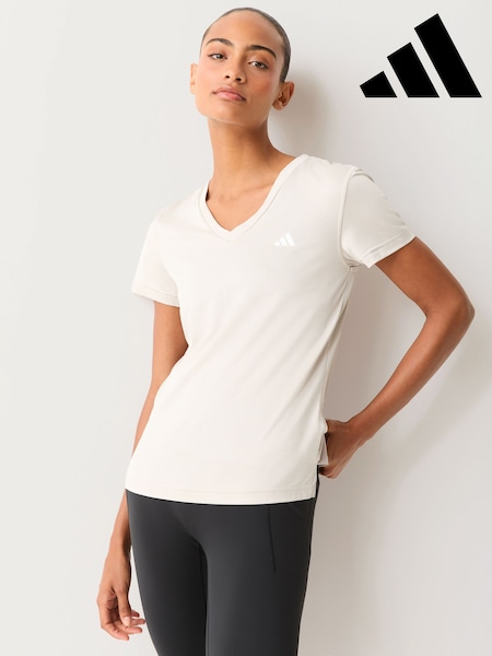 Light Grey - Adidas Workout Essentials V-neck T-shirt