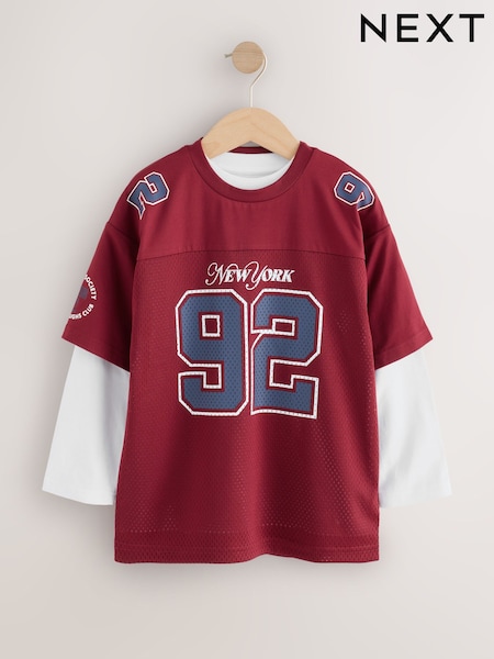 Burgundy Red - Varsity Long Sleeve T-shirt (3-16yrs)