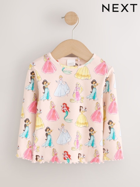 Pink - Disney Princesses Long Sleeve Ribbed Top (3mths-7yrs)