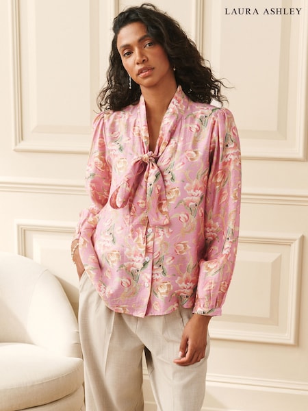 Pink - Laura Ashley Emberley Pussybow Long Sleeve Blouse