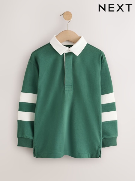 Green/Ecru - Rugby Polo Shirt (3-16yrs)