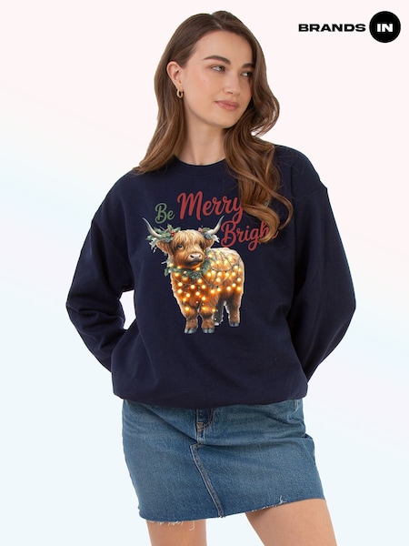 Brands In Blue Highland Cow Bright Christmas Sweat Top (V47900) | €46