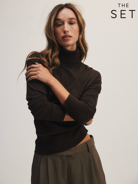 Juoda/Šokoladinė ruda/Smėlinė ruda - The Set 3 Pack Fine Knit Aukšta apykakle džemperiai
