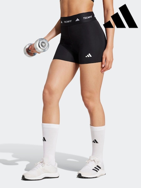 adidas Black Techfit Stay In Play Short Leggings (V48431) | AED204