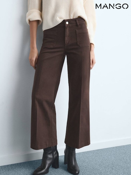 Mango Brown Wide Leg Pocket Detailed Jeans (V48634) | €53