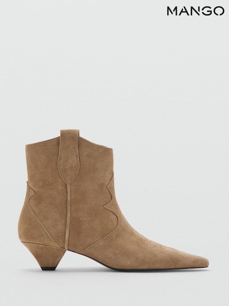 Mango Brown Suede Western Look Ankle Boots (V48639) | €119.50