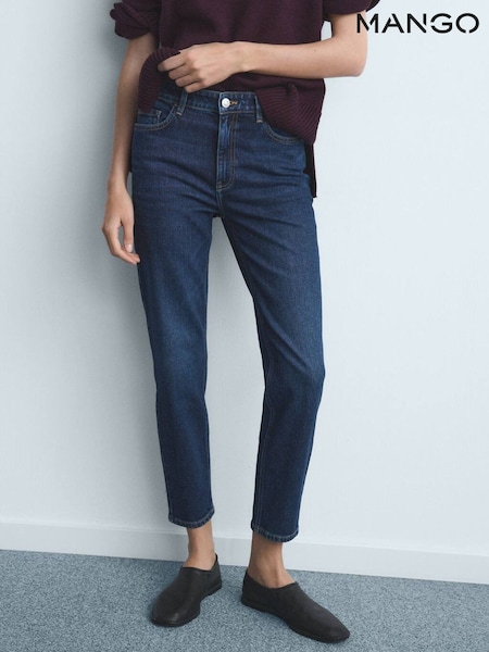 Mango Blue High Waist Stretch Slim Mom Fit Jeans (V48647) | €53