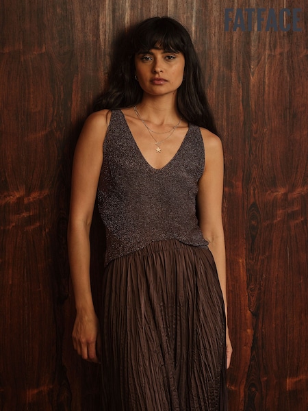 Metaliczny brąz - Fatface Knit Vest Top