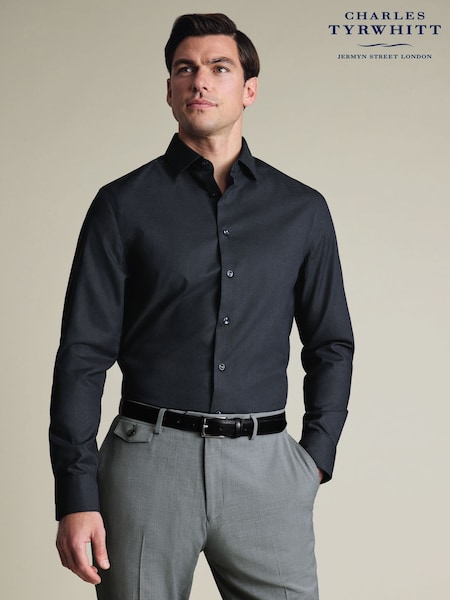 Charles Tyrwhitt Black Non-Iron Stretch Texture Shirt (V49076) | ₪377