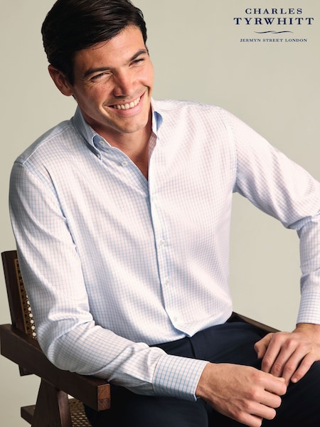 Charles Tyrwhitt Blue Non-Iron Button Down Check Shirt (V49142) | AED408