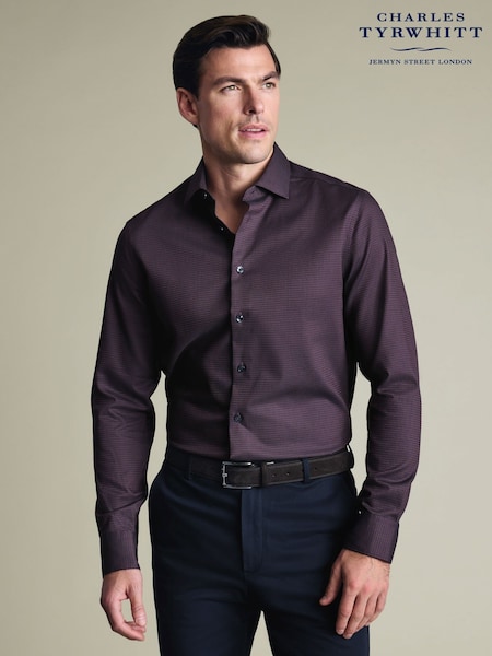 Charles Tyrwhitt Purple Non-Iron Stretch Texture Shirt (V49150) | €131