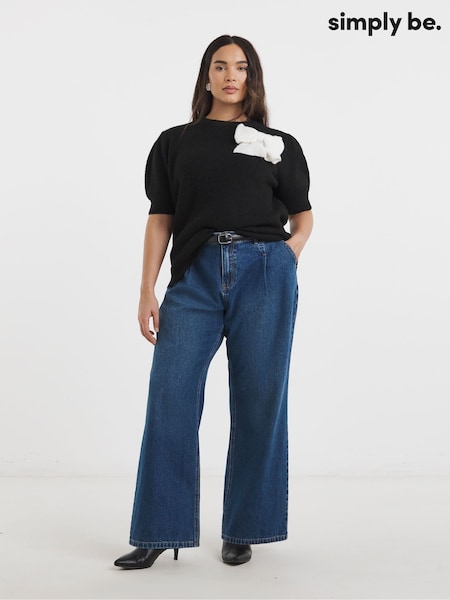 Simply Be 3D Bow Appliqué Knitted Top (V49248) | ‏198 د.إ.‏